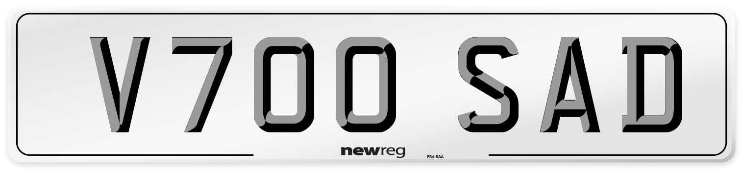 V700 SAD Number Plate from New Reg